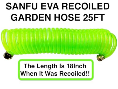 SANFU EVA Recoil Garden Water Hose 38ID x 25ft Premium With 34Inch Brass Fittings Retractable Swivel Female Outdoor Patio Hose MarineBoat Transparent Green25 - Image 3