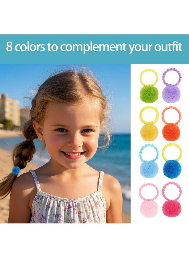 ACO-UINT Pom Pom Hair Ties, 40 Pack Fluffy Soft Toddlers Hair Ties No Damage Stretchy Elastic Ponytail Holder for Baby Girls and Kids Cute Candy Colored Hair Accessories for All Hairstyles - Image 2