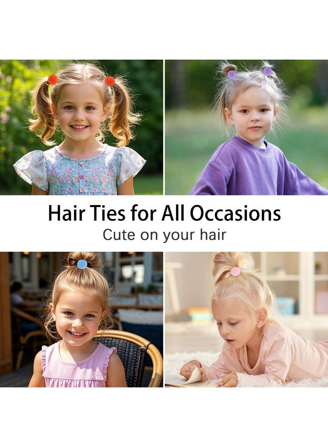 ACO-UINT Pom Pom Hair Ties, 40 Pack Fluffy Soft Toddlers Hair Ties No Damage Stretchy Elastic Ponytail Holder for Baby Girls and Kids Cute Candy Colored Hair Accessories for All Hairstyles - Image 5