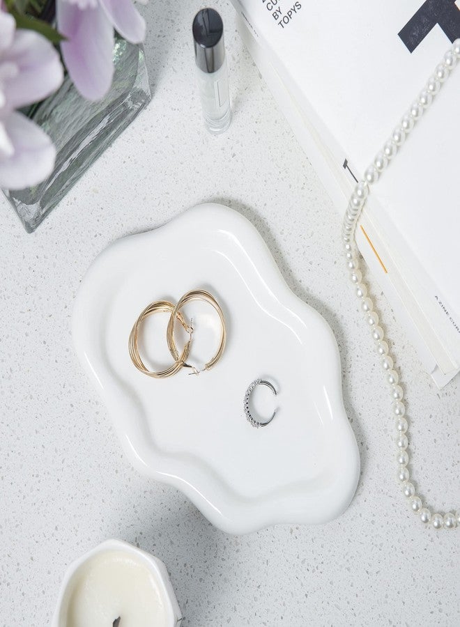 Lynagert Cloud Trinket Dish, Chubby Jewelry Tray, Ceramic Jewelry Ring Trinket Dish for Rings Earrings Necklace Organizer, Mother's Day Thanksgiving Christmas Birthday Bridesmaid Gifts (Silver) - Image 5