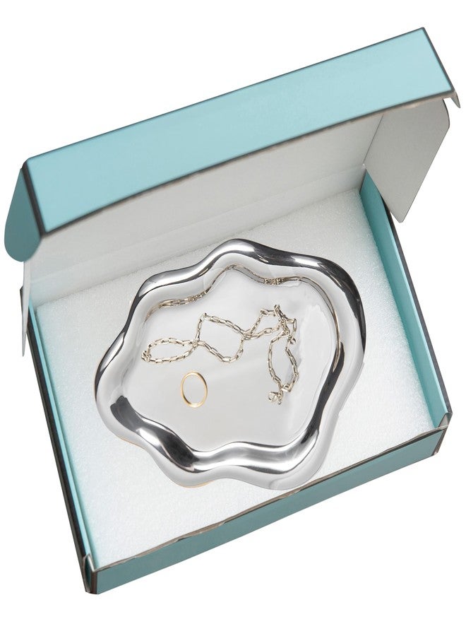 Lynagert Cloud Trinket Dish, Chubby Jewelry Tray, Ceramic Jewelry Ring Trinket Dish for Rings Earrings Necklace Organizer, Mother's Day Thanksgiving Christmas Birthday Bridesmaid Gifts (Silver) - Image 4