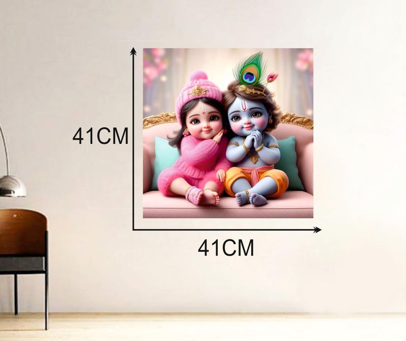 Decals Creation Cute Smiley Krishna And Radha God Wall Poster For Living Room, Kids Room, Office (Size - 41CM X 41CM) - Image 4