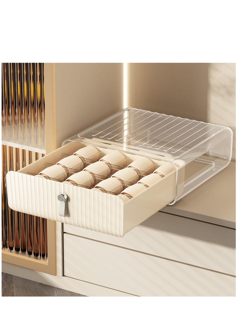 Arabest Socks Underwear Drawer Organzier Dividers, 16 Cell Underwear and Bras Organzier for Closet, Underwear Storage, Stackable Closet Organzier and Storage, Underwear Storage Box for Belts, Ties - Image 1