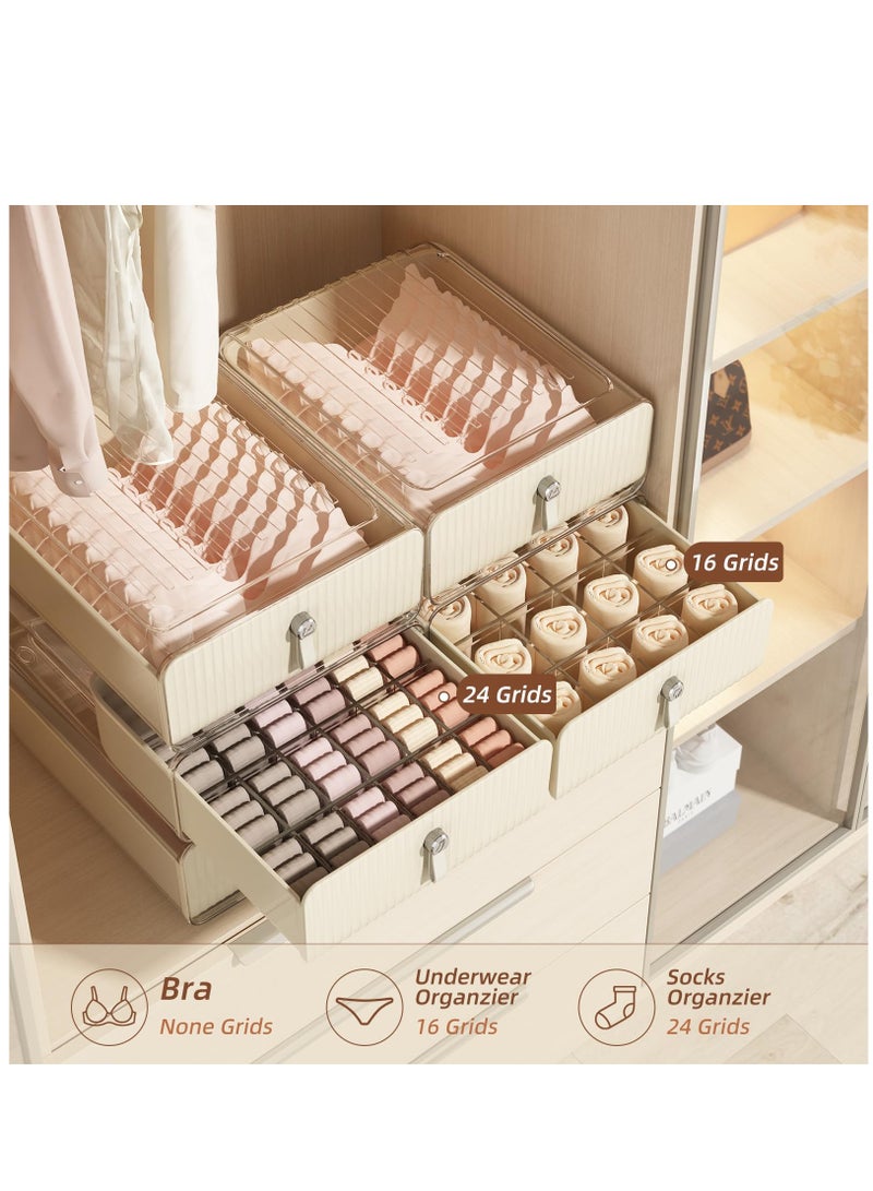 Arabest Socks Underwear Drawer Organzier Dividers, 16 Cell Underwear and Bras Organzier for Closet, Underwear Storage, Stackable Closet Organzier and Storage, Underwear Storage Box for Belts, Ties - Image 3