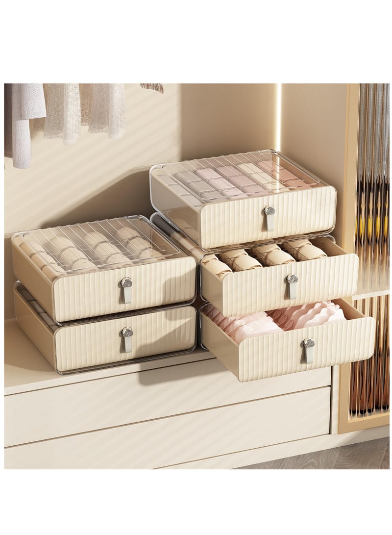 Arabest Socks Underwear Drawer Organzier Dividers, 16 Cell Underwear and Bras Organzier for Closet, Underwear Storage, Stackable Closet Organzier and Storage, Underwear Storage Box for Belts, Ties - Image 2