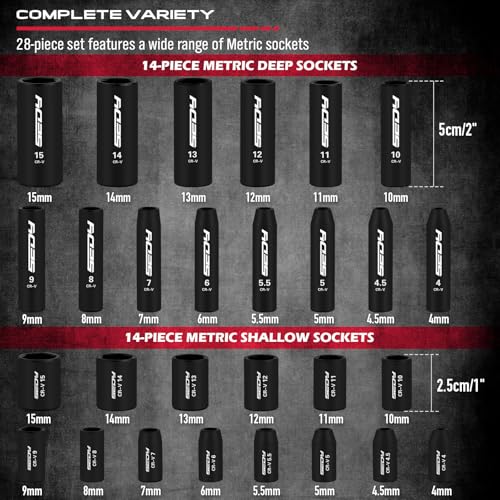 SEDY 64Piece 14 Drive Impact Socket Wrench DriverBits Set CrV MetricSAE Deep and Shallow Socket Set S2 Power Bits with QuickRelease Ratchet Handle Universal Joint Bit Holder Power Drill Adapter - Image 3