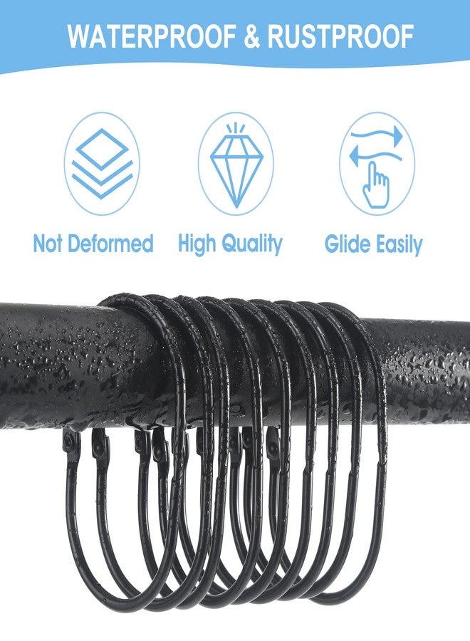 Goowin 24 Pcs Goowin Oval Snap Metal Shower Rings, Rust Proof, Glide Smoothly Black Hooks for Curtain Rod - Image 3