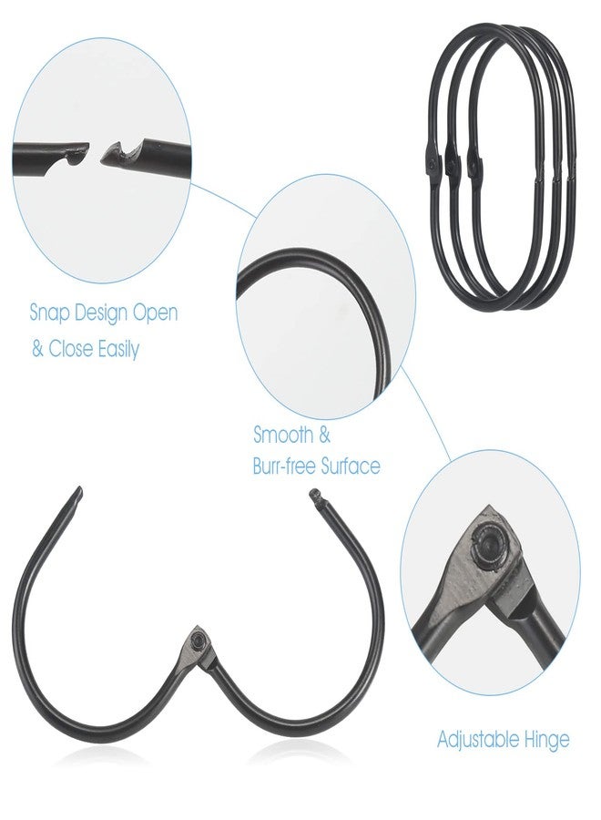 Goowin 24 Pcs Goowin Oval Snap Metal Shower Rings, Rust Proof, Glide Smoothly Black Hooks for Curtain Rod - Image 4