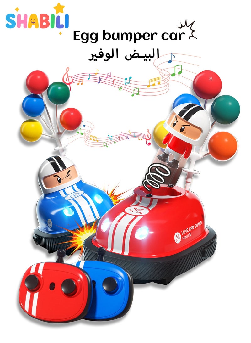 شبيلي سيارتا تصادم بالتحكم عن بُعد 2 حبة، لعبة سباق RC بقذف السائق منبثق تصميم كرتوني للاعبين مع أضواء وموسيقى، دوران 360° وتصادم تفاعلي خامة ABS للأطفال 3+ للعب عائلي داخلي هدية عيد ميلاد (Red+blue) - Image 1