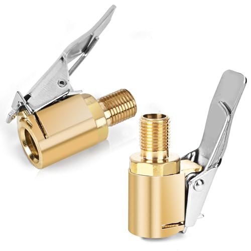 ptiysta 2pcs Locking Tire Air Chuck,Brass Tire Inflation Hose Adapter,Tire Nozzle With Tire Valve Threads,Unscrewed Connection Converted To Locking Connection,No Air Leakage On Chuck Air Compressor Pump Clip - Image 1