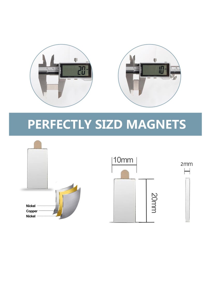 SYOSI Neodymium Magnets, Self-Adhesive Magnets 20 x 10 x 2 mm, Self-Adhesive Flat Magnetic Plates, Rare Earth Magnets for Whiteboard, Fridge, Photos, Magnetic Strips, Magnetic Board, Crafts (Pack of 30) - Image 2
