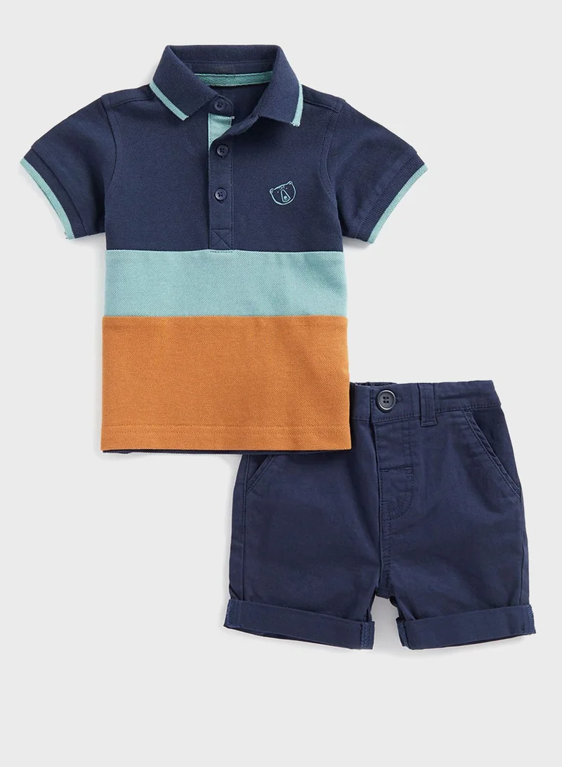 مذركير Infant Color Block Polo & Chino Shorts Set