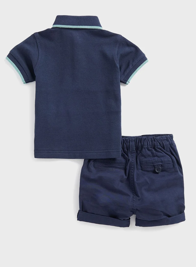 مذركير Infant Color Block Polo & Chino Shorts Set