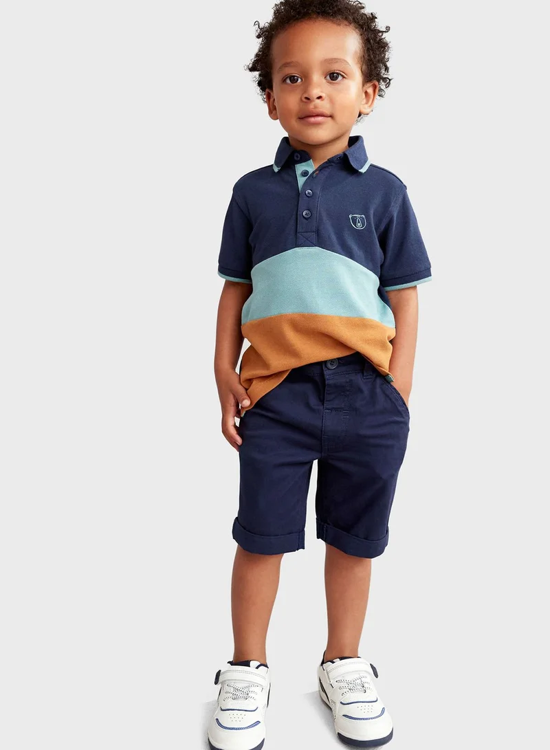 مذركير Infant Color Block Polo & Chino Shorts Set