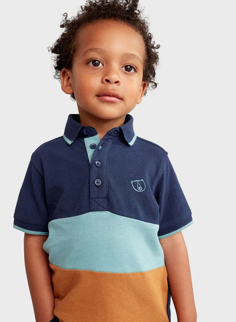 مذركير Infant Color Block Polo & Chino Shorts Set