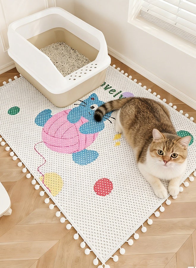 حصيرة فضلات القطط الأليفة حصيرة فضلات القطط المقاومة للماء حصيرة فضلات القطط المضادة للرذاذ سجادة صندوق فضلات القطط غير قابلة للانزلاق وجيدة التهوية مقاومة للاهتراء ومضادة للخدش سهل التنظيف (50*80 سم) - Image 1