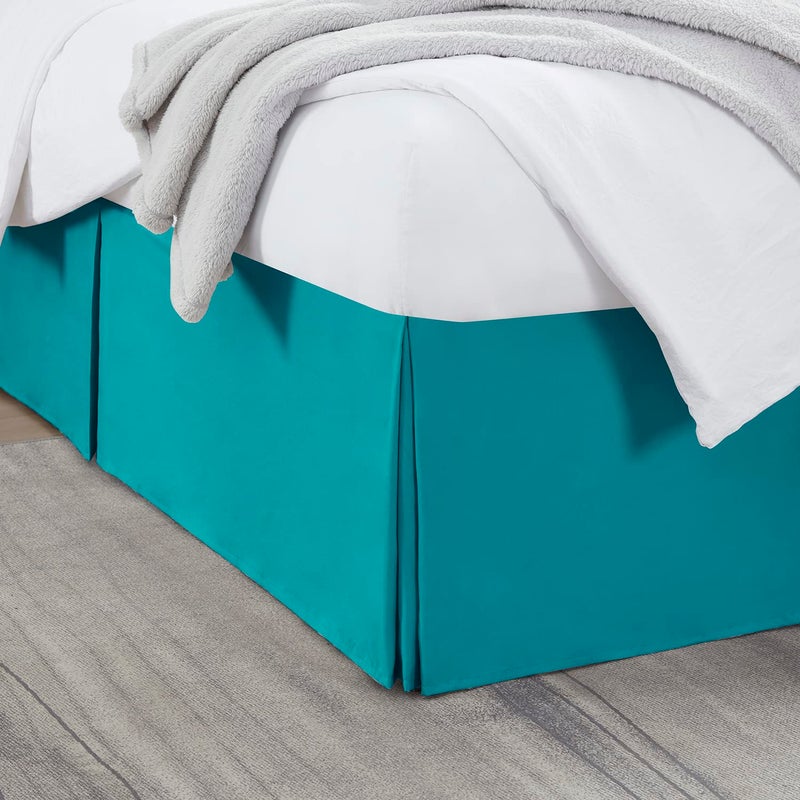 Nestl Teal Bed Skirt Queen Size  Queen Bed Skirt 14 Inch Drop  Brushed Microfiber Bed Skirts  Hotel Quality Pleated Bed Skirt  Shrinkage  Fade Resistant