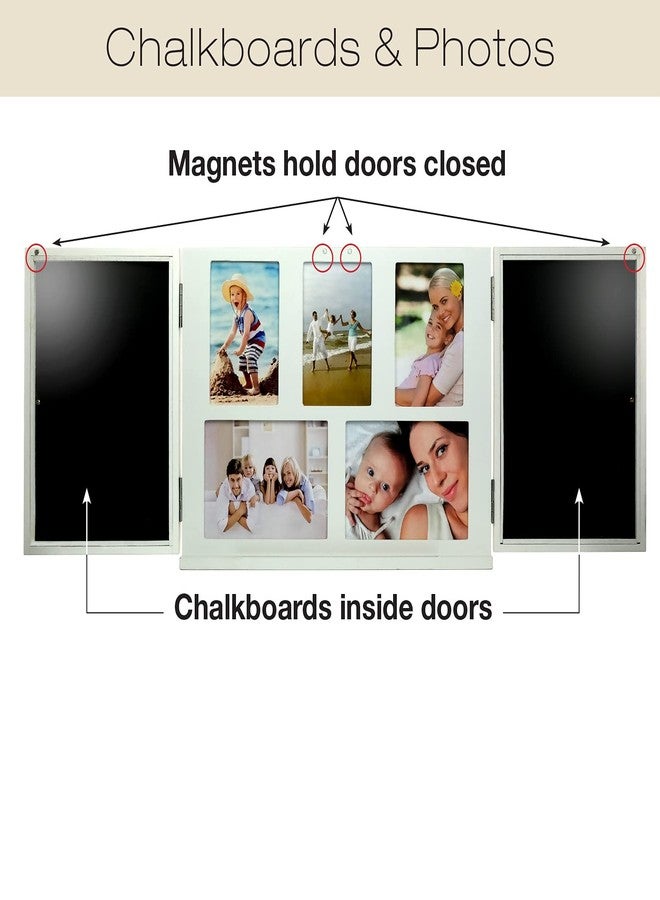 إكسلو جلوبال بروداكتس إطار صور خشبي بتصميم باب الحظيرة من إكسيلو جلوبال برودكتس، مزود ببابين مغناطيسيين للسبورة: ديكور للمطبخ، غرفة المعيشة، غرفة النوم، المكتب - أبيض - Image 4