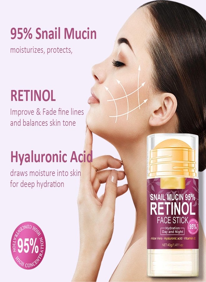 Grospe Hydrating Face Balm Stick with 95% Snail Mucin, Retinol and Hyaluronic Acid Multi Balm Stick Moisturizer for Day and Night Deep Hydration, Moisturizer Stick for Face Anti Wrinkle Skin Repair,1.41Oz - Image 3