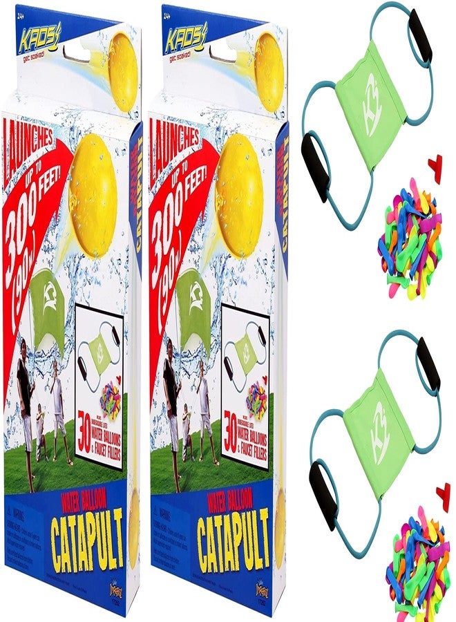 KAOS Water Balloon Launcher Slingshot for Kids with 30 Colored Water Balloons & 1 Filler per Set. Long Range Water Balloon Slingshot. Outdoor Water Toys, Pool & Beach Toys. (2 Sets) 181-2s - Image 1