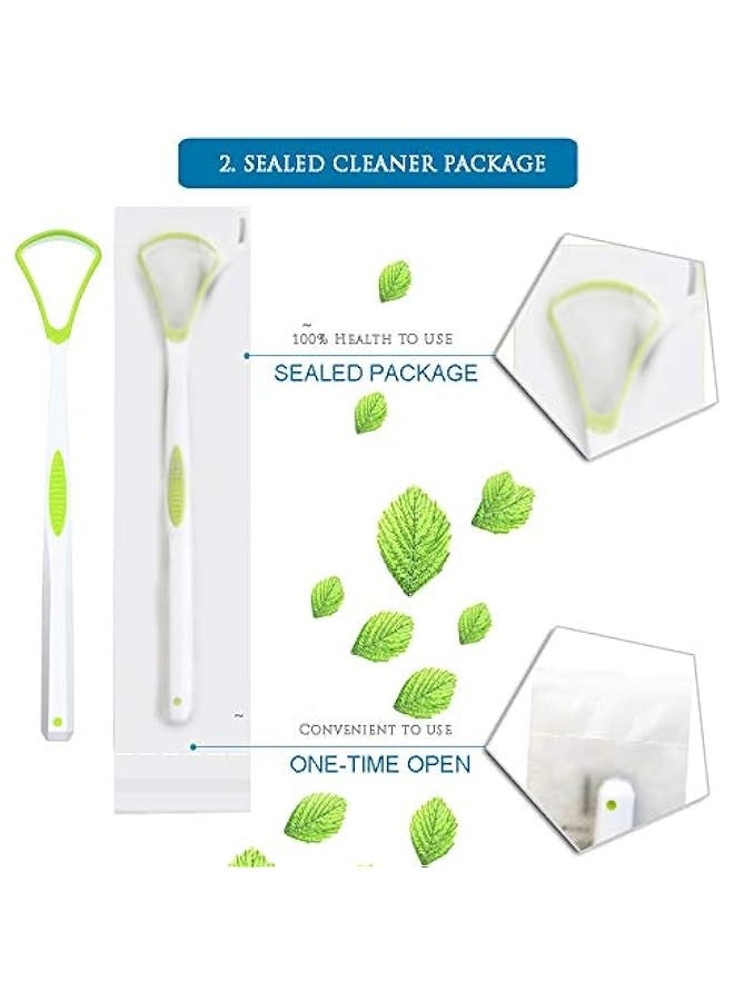 Generic Professional Tongue Cleaning Tools Set for Oral Care, Eliminate Bad Breath, Soft Tongue Scraper in Green and Blue Colors  - Image 3
