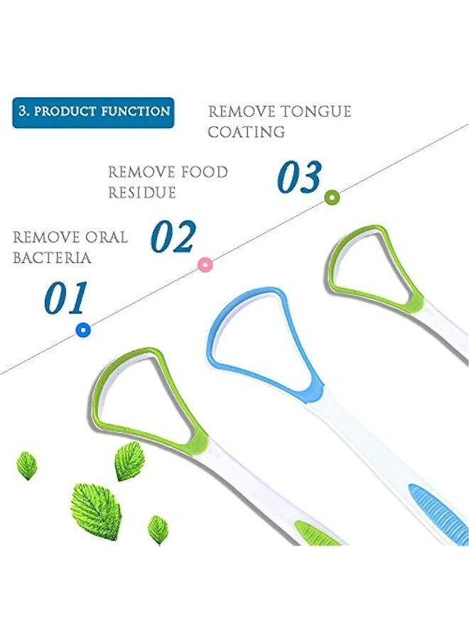 Generic Professional Tongue Cleaning Tools Set for Oral Care, Eliminate Bad Breath, Soft Tongue Scraper in Green and Blue Colors  - Image 4