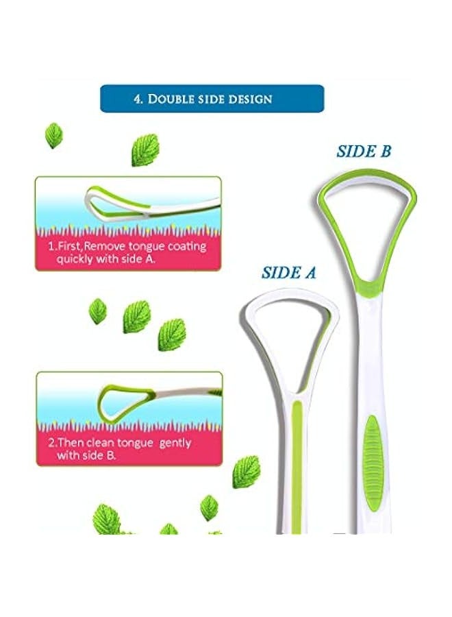 Generic Professional Tongue Cleaning Tools Set for Oral Care, Eliminate Bad Breath, Soft Tongue Scraper in Green and Blue Colors  - Image 5