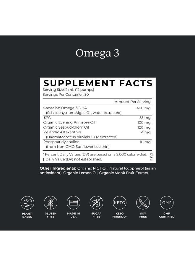 Cymbiotika The Omega - Fish-Free DHA & EPA Supplement - Supports Brain, Eye & Heart Health, Reduces Inflammation - Vegan, Organic Formula with Sea Buckthorn Oil & Icelandic Astaxanthin - 12 Pumps (30-Day Supply) - Image 5