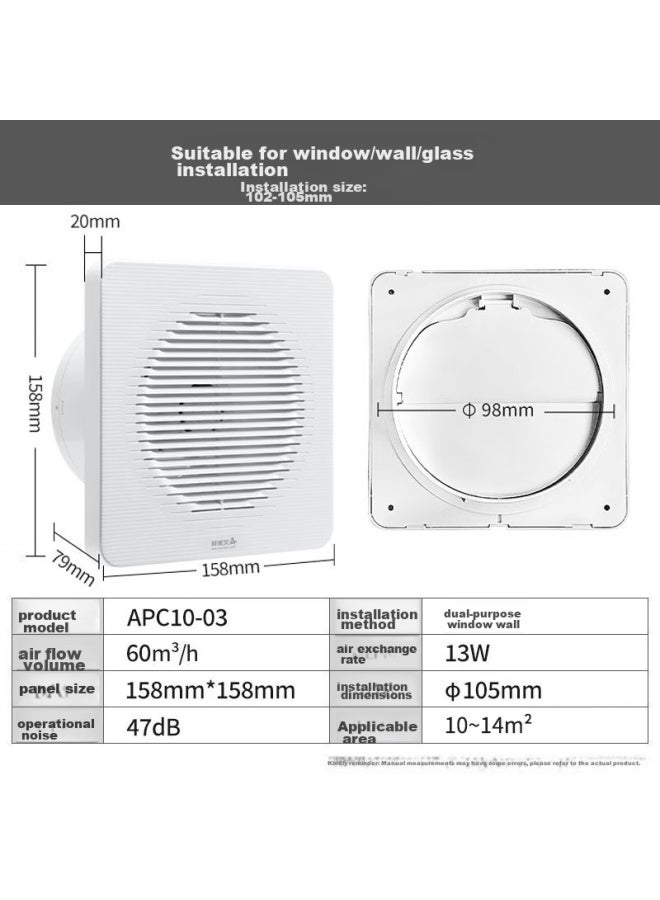 Airmate Apc10-03 Exhaust Fan, Bathroom Kitchen Ventilation Fan, Window Or Wall-mounted Exhaust Fan, Powerful Extractor Fan, 4-inch - Image 1