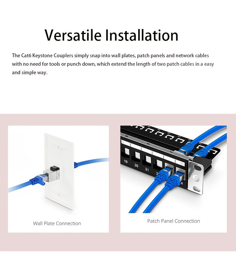 5 حزمة من مقترن RJ45 كيستون Cat6 أنثى إلى أنثى في خط الكمبيوتر مثبط للهب أبيض مناسب لكابلات Cat6 و Cat5E - Image 3