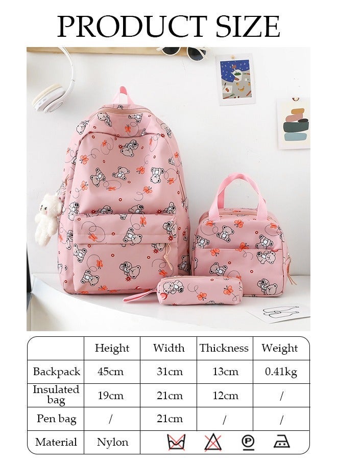 DUNISO 3PCS Kids School Backpack Set Canvas Laptop School Bag Sets for Kids with Lunch Bag,Pencil Box,Large-capacity Bookbag for Girls Boys Back to School Supplies - Image 4