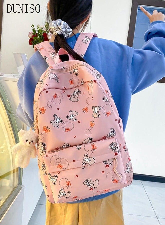 DUNISO 3PCS Kids School Backpack Set Canvas Laptop School Bag Sets for Kids with Lunch Bag,Pencil Box,Large-capacity Bookbag for Girls Boys Back to School Supplies - Image 2