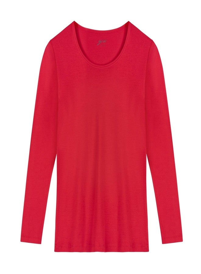 Brix Girls' Long Sleeve Tees - 100% Cotton Tagless 4 -Pack Crew Neck Super Soft Cotton T Shirts., Purple, Black, Red, Fuschia Pink, 3-4 Years - Image 3