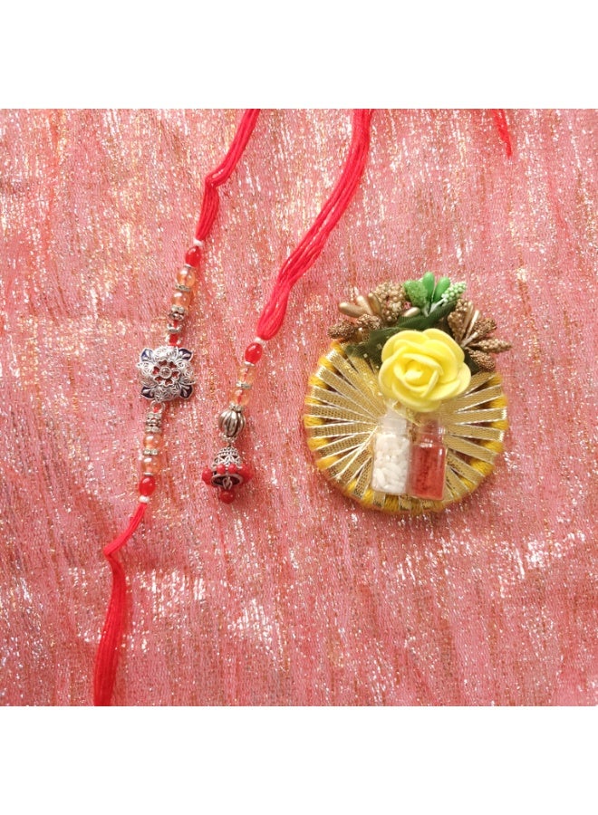 Shreeji Designer Bhai-Bhabhi Rakhi Set with Roli Chawal | Traditional Raksha Bandhan Gift Combo | Handcrafted Ethnic Rakhi for Brother & Sister-in-Law (Design 9)  - Image 2