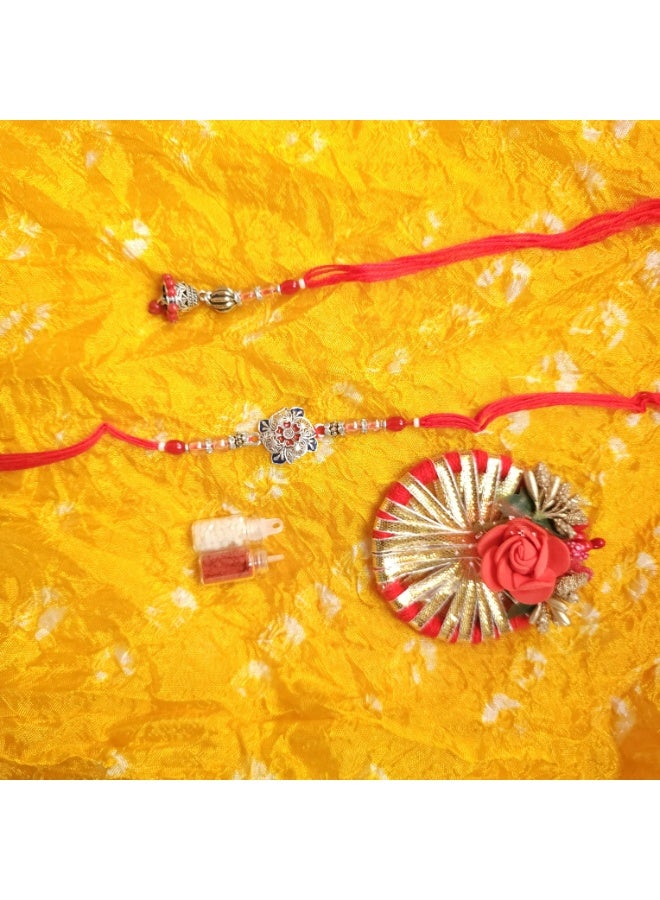Shreeji Designer Bhai-Bhabhi Rakhi Set with Roli Chawal | Traditional Raksha Bandhan Gift Combo | Handcrafted Ethnic Rakhi for Brother & Sister-in-Law (Design 9)  - Image 3