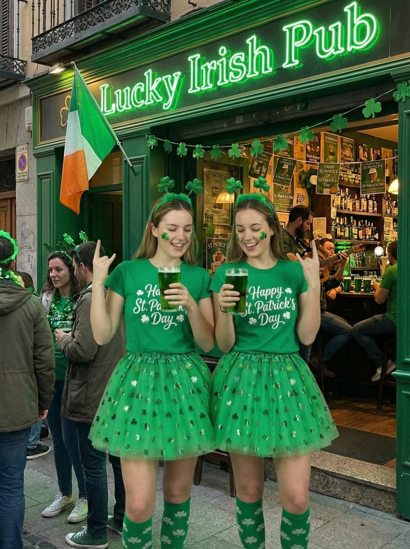 Sicypoty Women Green Shamrock Short Skirt St Patrick's Day Ballerina Tutu Costume - Image 5