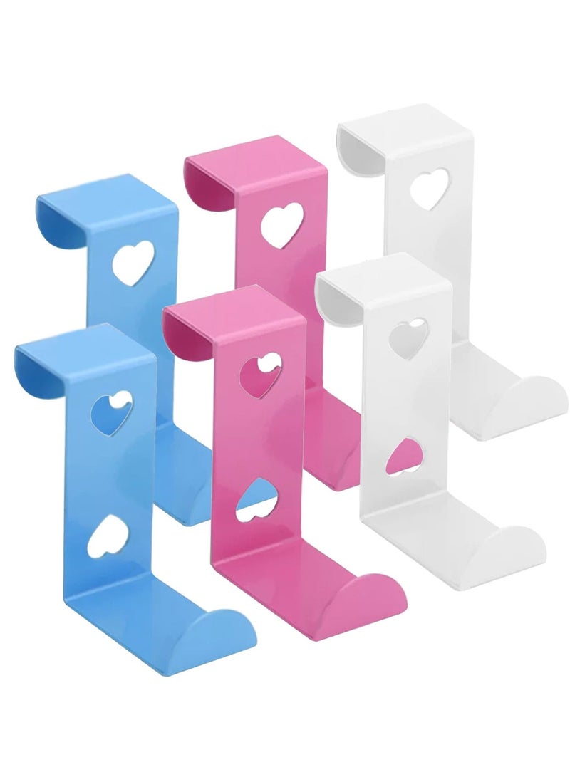 SYOSI SYOSI 6 Pcs Over Door Hooks, Stainless Steel Heavy Duty Door Hooks Z-Shaped Over Door Hooks for Hanging Coat/Towel/Bag/Robe for Bedroom/Bathroom/Kitchen/Office (Pink, Blue, White)  - Image 1