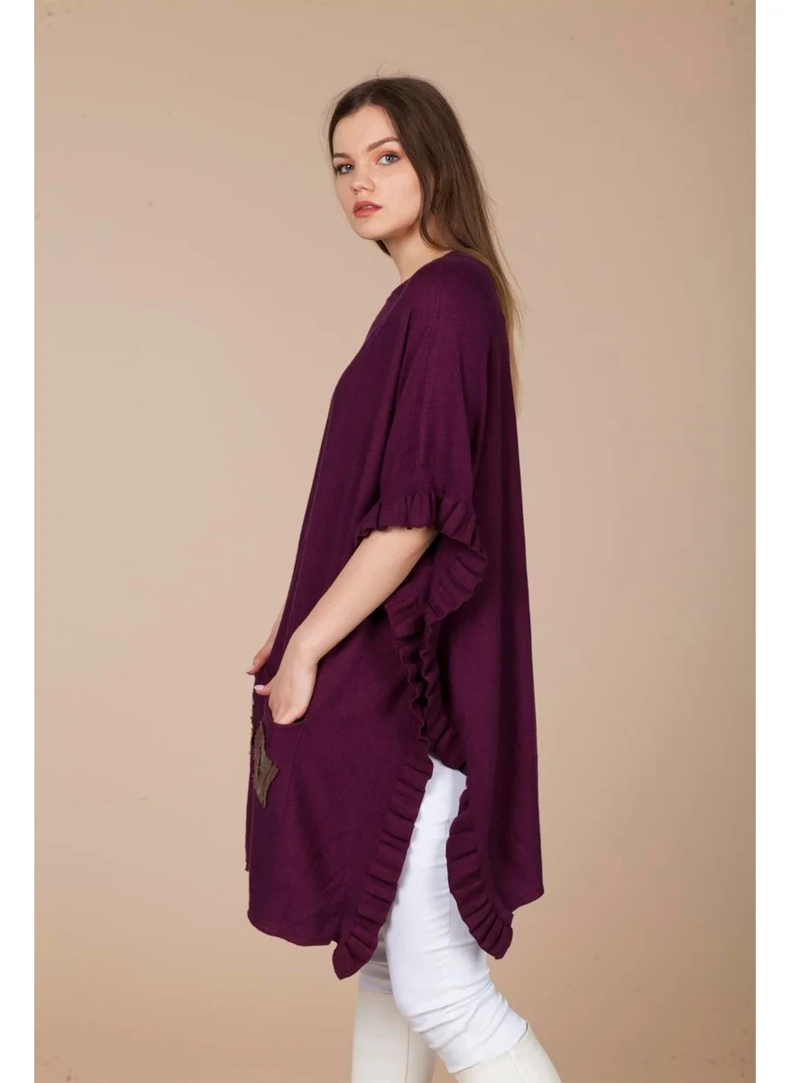 Garmi Women's Pocket Detail Poncho Plum