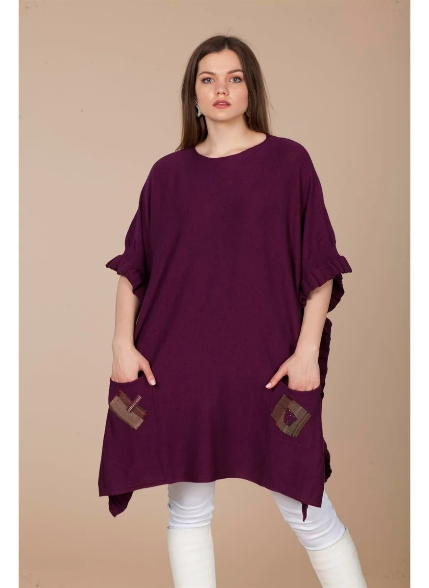 Garmi Women's Pocket Detail Poncho Plum