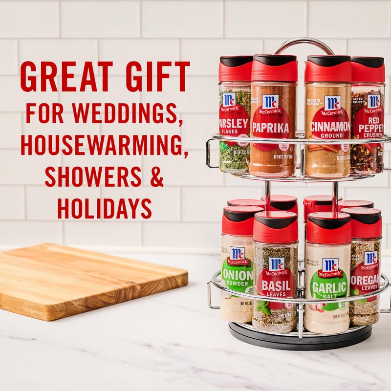 McCormick Spice Rack, Two Tier Chrome, Featuring 16 Herbs & Spices for Everyday Cooking, Great Gift for Housewarming, Wedding & Bridal Shower, 26.09 oz - Image 4
