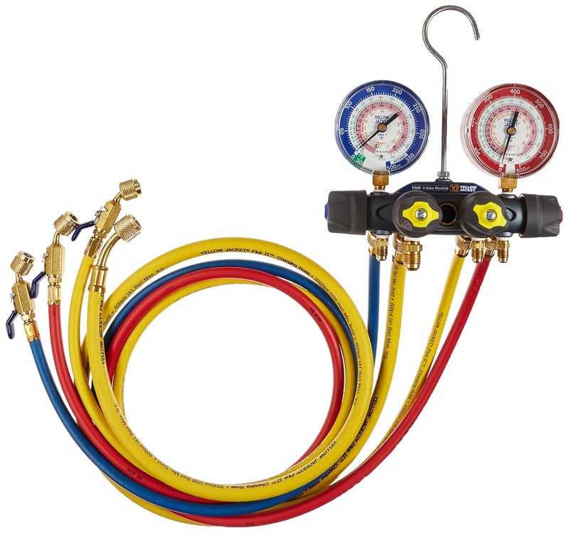 Yellow Jacket 49968 Charging Manifold with Color-Coded Hoses and Gauges - Image 2