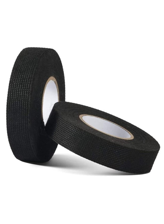 VIUAUAX 2 Rolls Wire Loom Harness Tape, Wiring Harness Cloth Tape, Black Adhesive Fabric Tape for Automobile Electrical Insulation Protection Wire harnessing Noise Damping Heat Proof 19mm*15M - Image 1