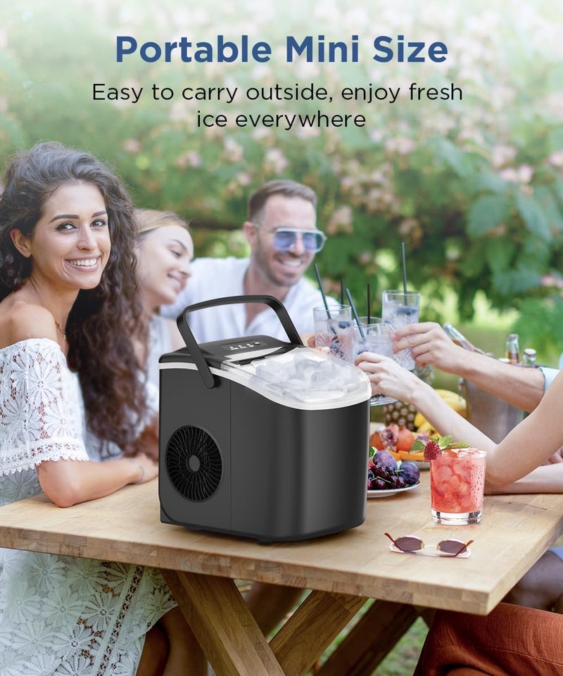 COWSAR COWSAR Ice Maker Countertop, Portable Ice Machine with Self-Cleaning, 26.5lbs/24Hrs, 9 Bullet Ice Cubes in 6 Mins, Ice Basket and Scoop, Ideal for Home, Kitchen, Bar, Camping  - Image 2