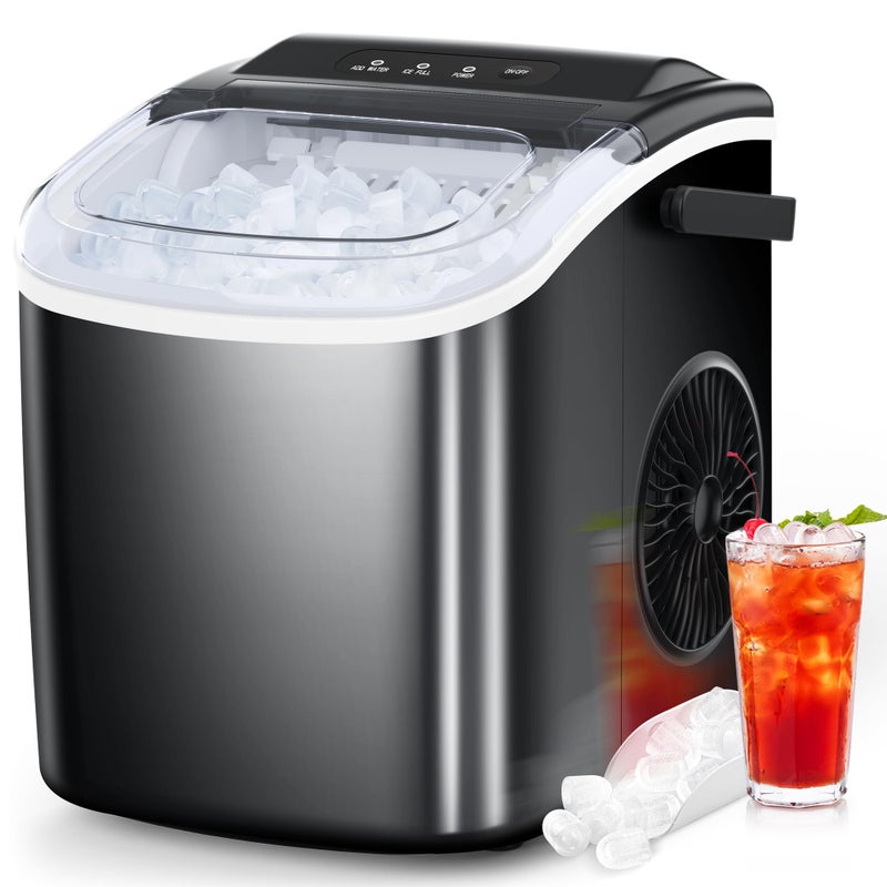 COWSAR COWSAR Ice Maker Countertop, Portable Ice Machine with Self-Cleaning, 26.5lbs/24Hrs, 9 Bullet Ice Cubes in 6 Mins, Ice Basket and Scoop, Ideal for Home, Kitchen, Bar, Camping  - Image 1
