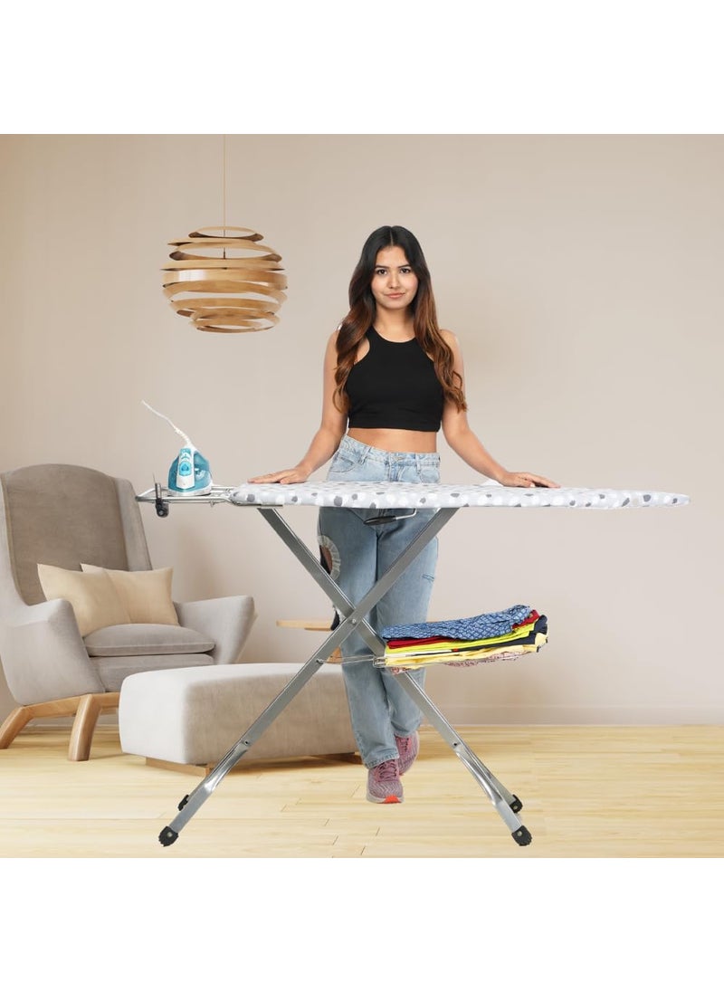 CIPLA PLAST CIPLAPLAST Super Mesh Ironing Board Large Foldable Ironing Table for Home Dress Ironing Table Iron Press Cloth Ironing Table Silver 130X47 cm Mesh Large  - Image 5