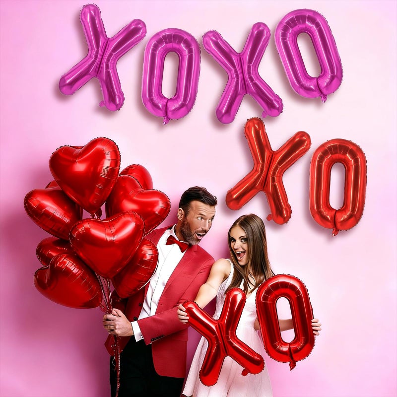 Froova Red Pink XOXO Balloons 8 Pcs Valentines Day Balloons PinK Red XOXO Foil Balloon Letters for Girls Women Anniversary Sweet Valentine Day Romantic Decorations Special Night Party Bridal Shower - Image 5
