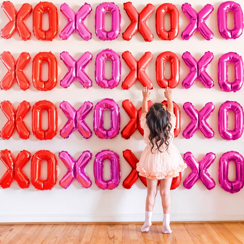 Froova Red Pink XOXO Balloons 8 Pcs Valentines Day Balloons PinK Red XOXO Foil Balloon Letters for Girls Women Anniversary Sweet Valentine Day Romantic Decorations Special Night Party Bridal Shower - Image 4