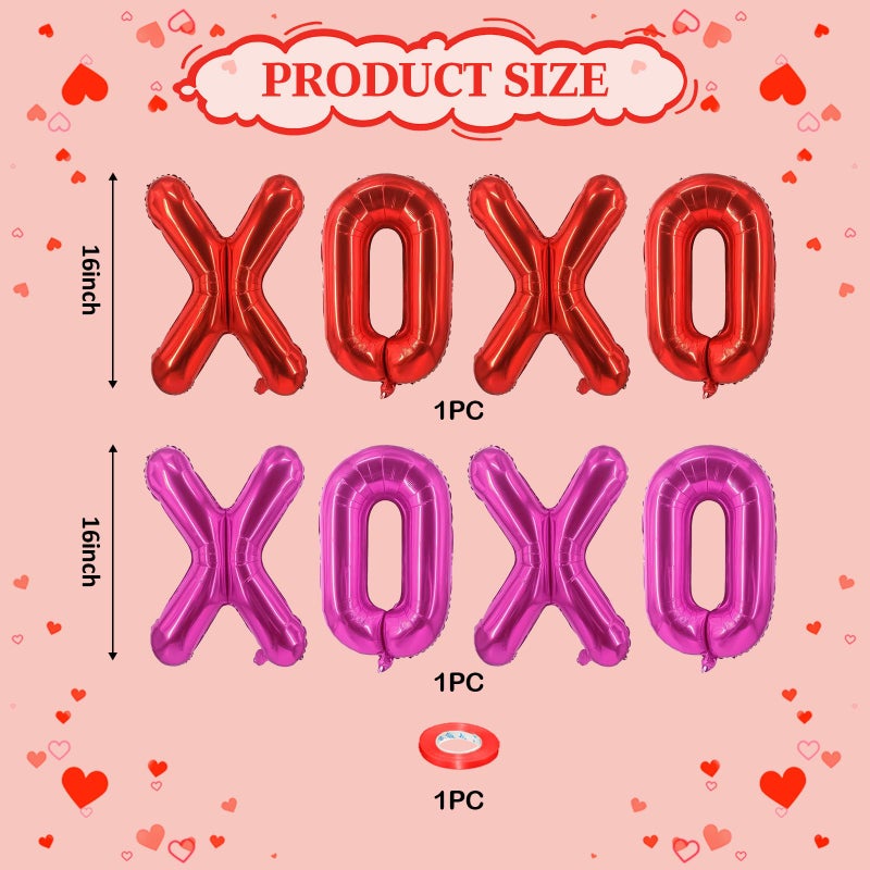 Froova Red Pink XOXO Balloons 8 Pcs Valentines Day Balloons PinK Red XOXO Foil Balloon Letters for Girls Women Anniversary Sweet Valentine Day Romantic Decorations Special Night Party Bridal Shower - Image 2
