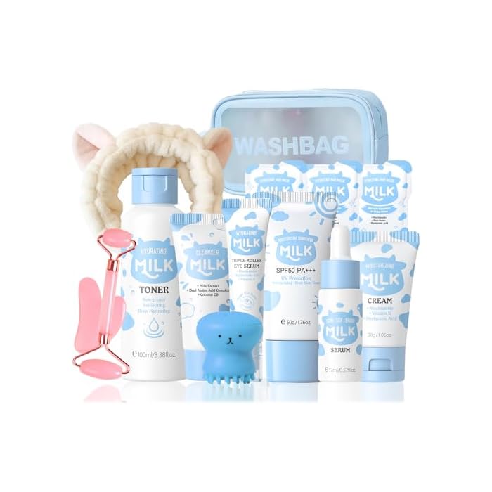 Milk Skincare Set For Kids & Teens 14PCS - Gentle & Moisturizing Milk Skin Care Set For Girls 10-12 - Facial Skin Care Sets & Kits - Skin Care Set For Kids Girl Ages 8-12 Birthday Gifts