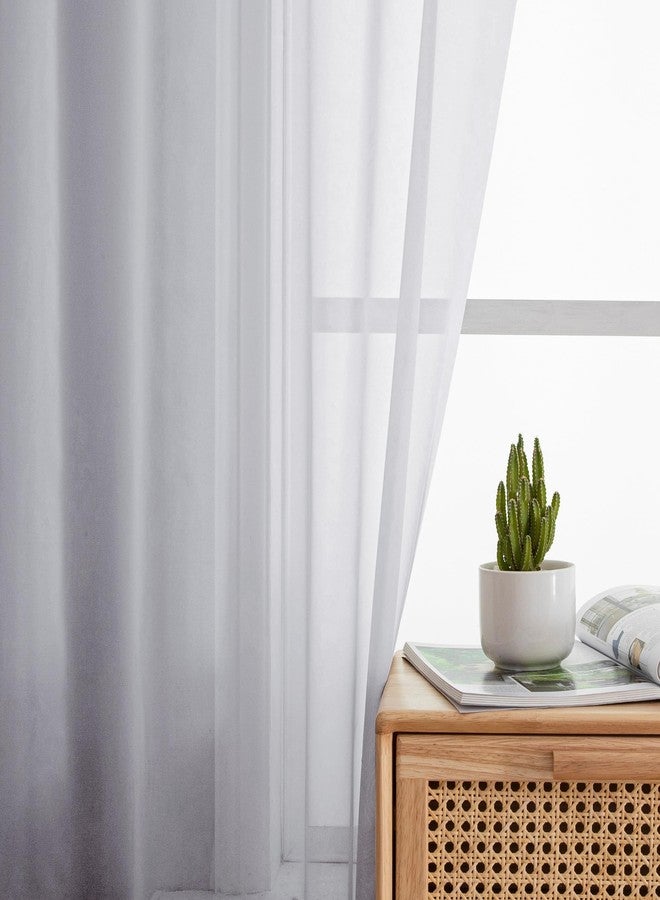 Simplebrand Light Grey Sheer Curtains 63 Inch Length 2 Panels, Rod Pocket Solid Color Window Sheer Curtain Panels, Elegant Curtains & Drapes for Living Room, Bedroom 2 Panels (42" W x 63" L) - Image 3